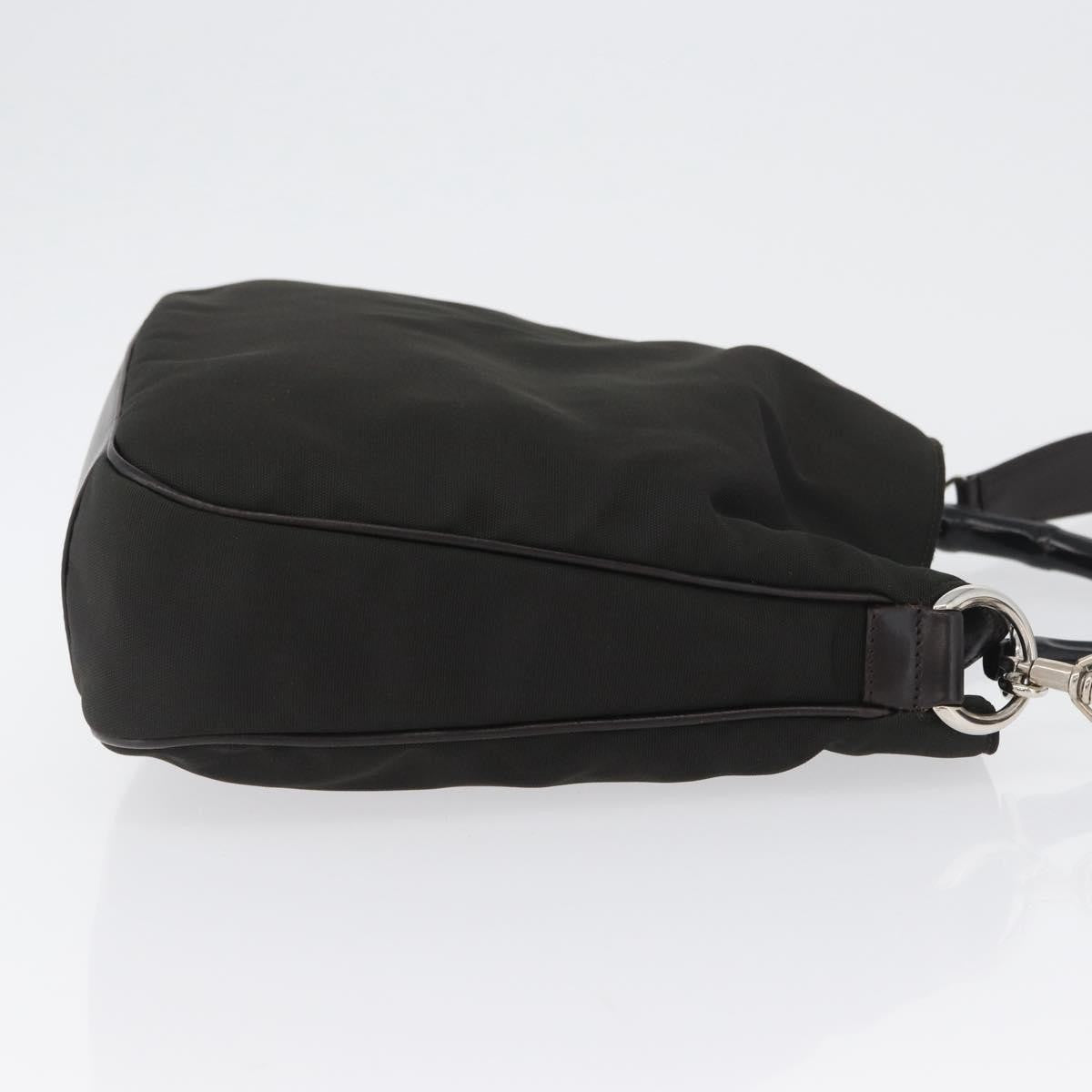 Gucci Vintage Bamboo Handle Bag Nylon Black Nylon Handbag (Authentic  )