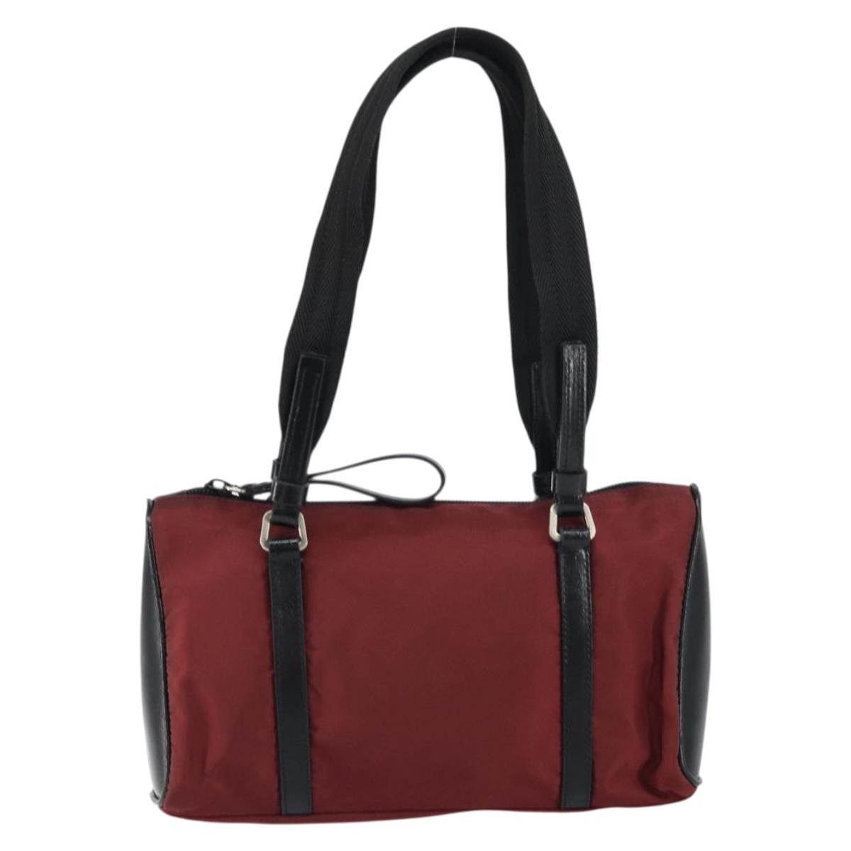 Prada Vintage Zip Handbag Tessuto Burgundy Nylon Handbag (Authentic  )