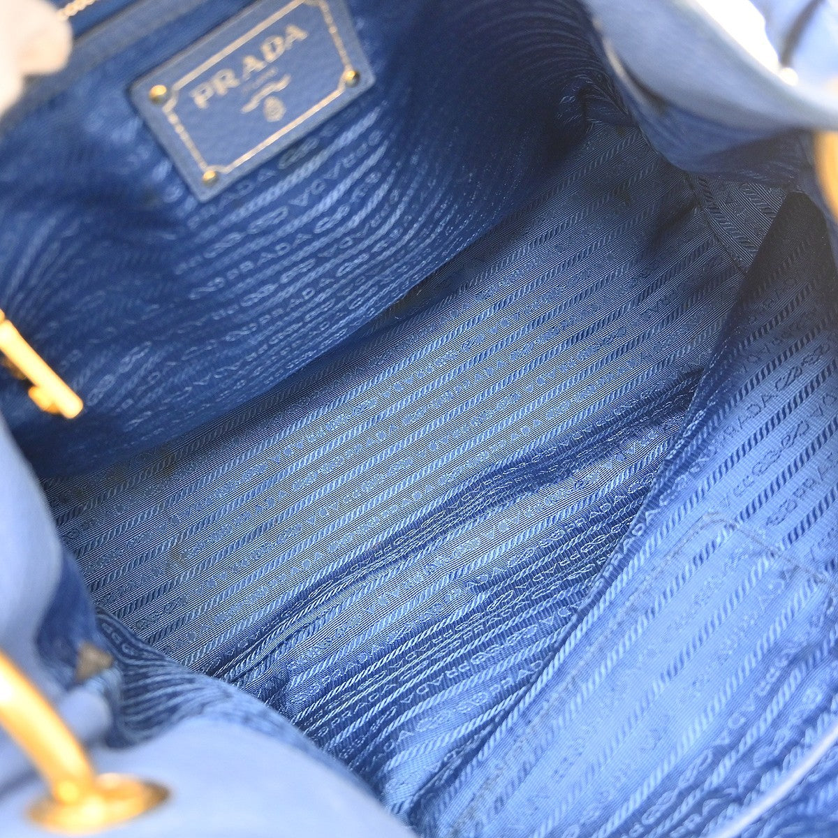 Prada Rolled Hobo Vitello Daino Blue Leather Handbag ( )