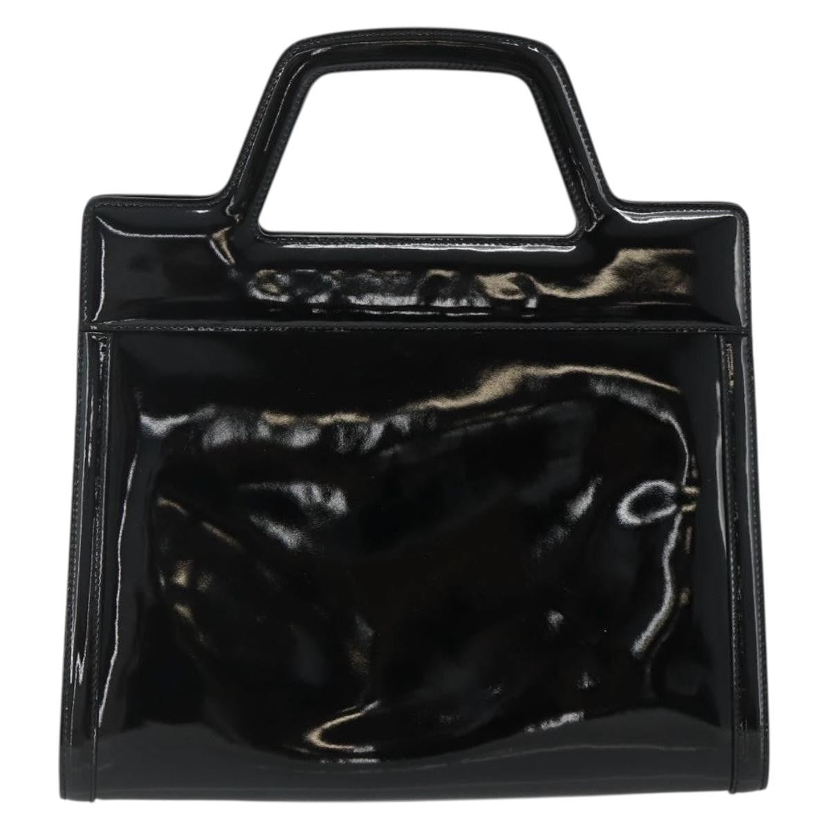 Salvatore Ferragamo Vintage Handbag Patent Leather Black Patent_Leather Handbag ( )