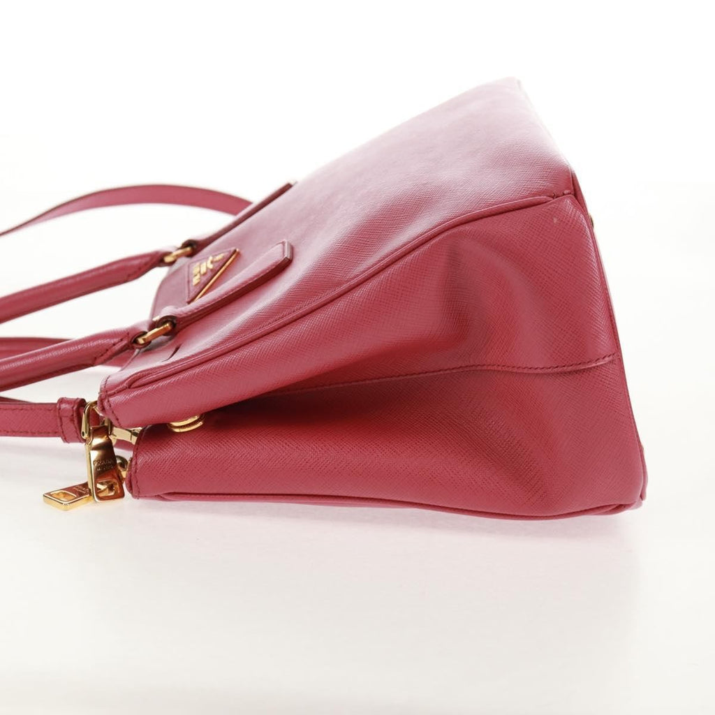 Prada Double Zip Lux Tote Saffiano Leather Pink Leather Handbag ( )