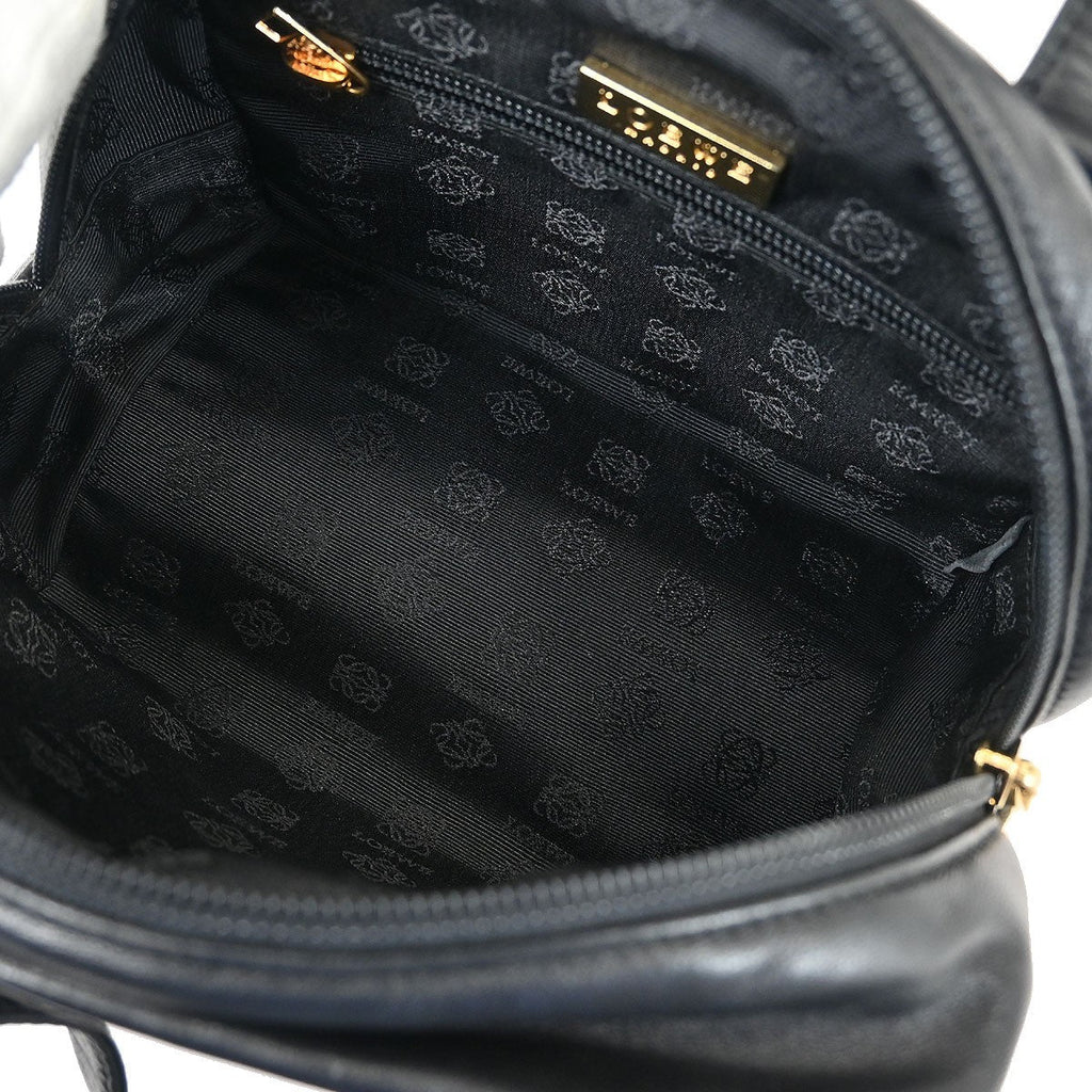Loewe Anagram Handbag Leather Black Leather Handbag (Authentic  )