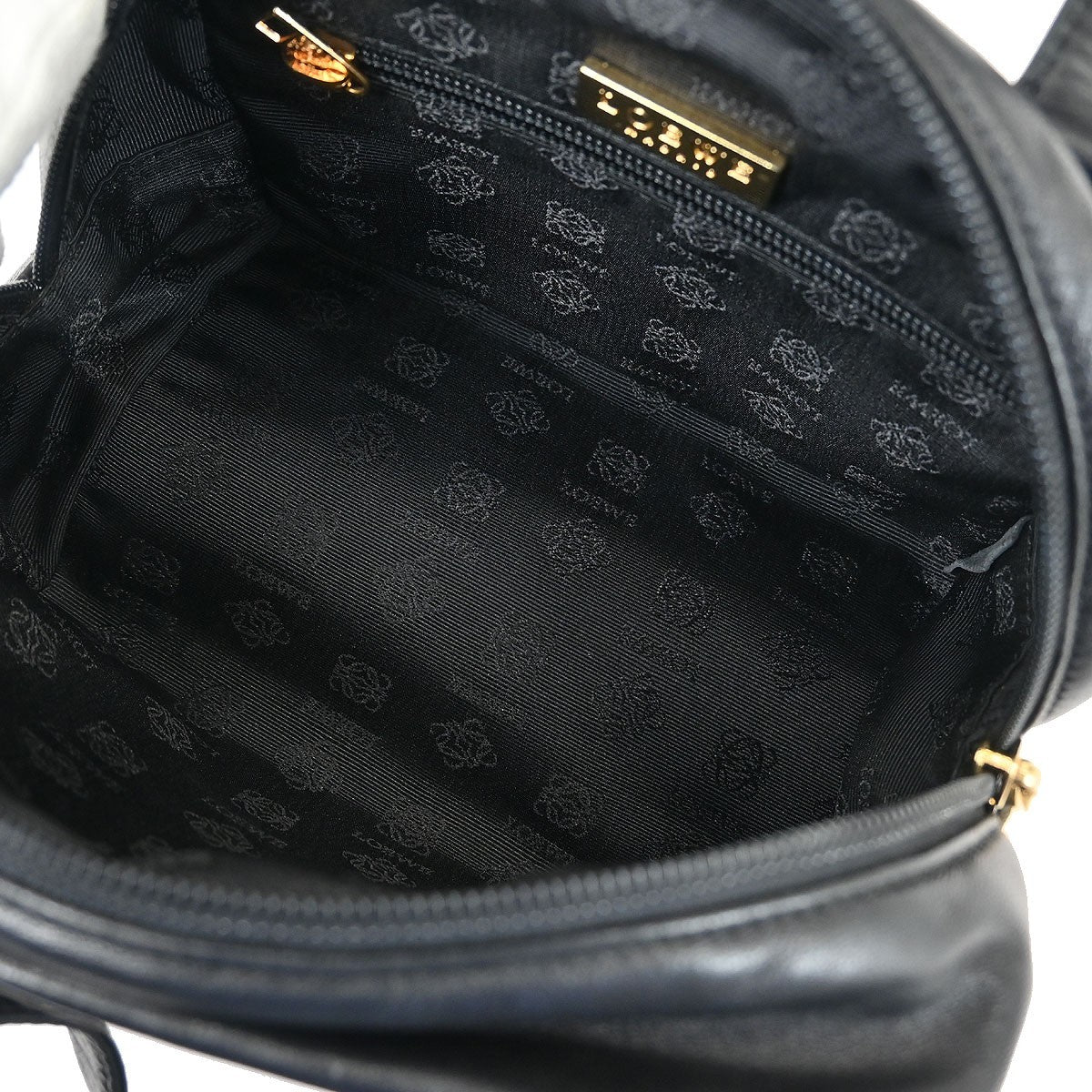 Loewe Anagram Handbag Leather Black Leather Handbag (Authentic  )