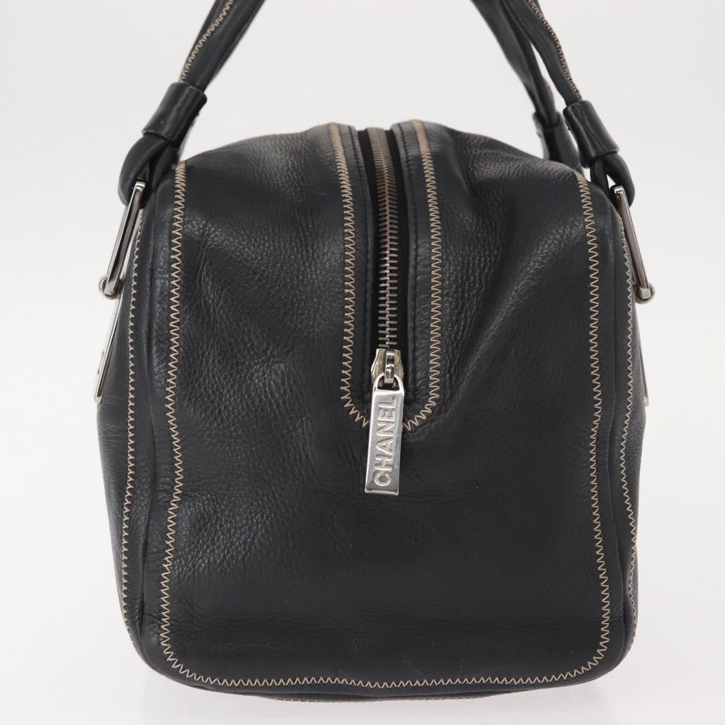 Chanel Cc Bowler Quilted Caviar Black Leather Handbag (Authentic  )