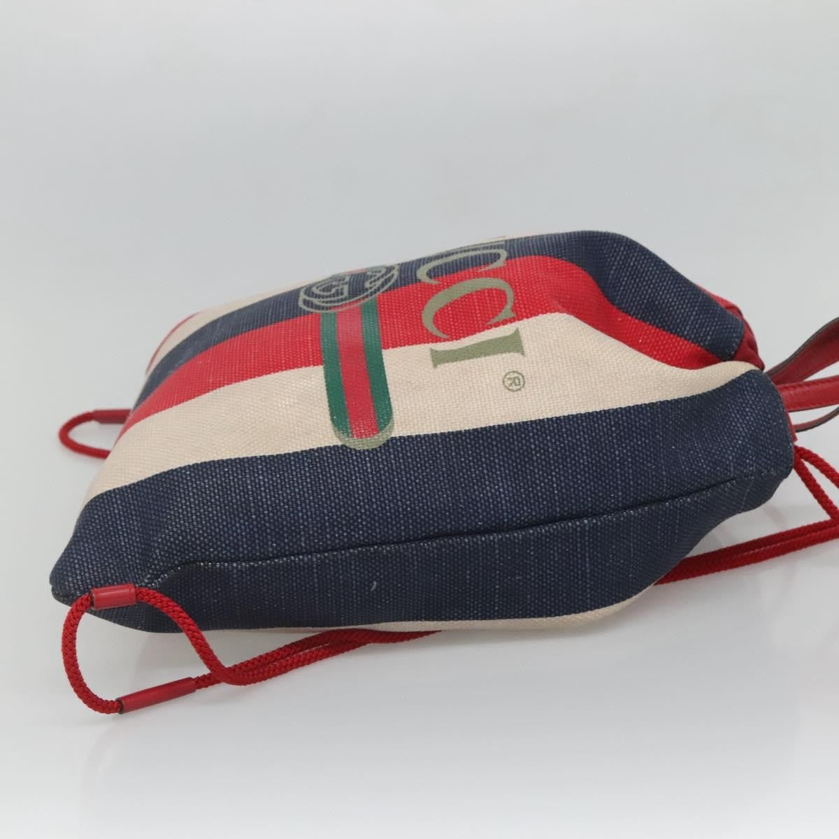 Gucci Logo Drawstring Backpack Striped Canvas Multicolour Canvas Backpack Bag ( )