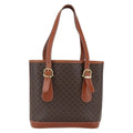 Celine Vintage Macadam Handbag Canvas And Leather Brown Canvas Handbag (Authentic  )