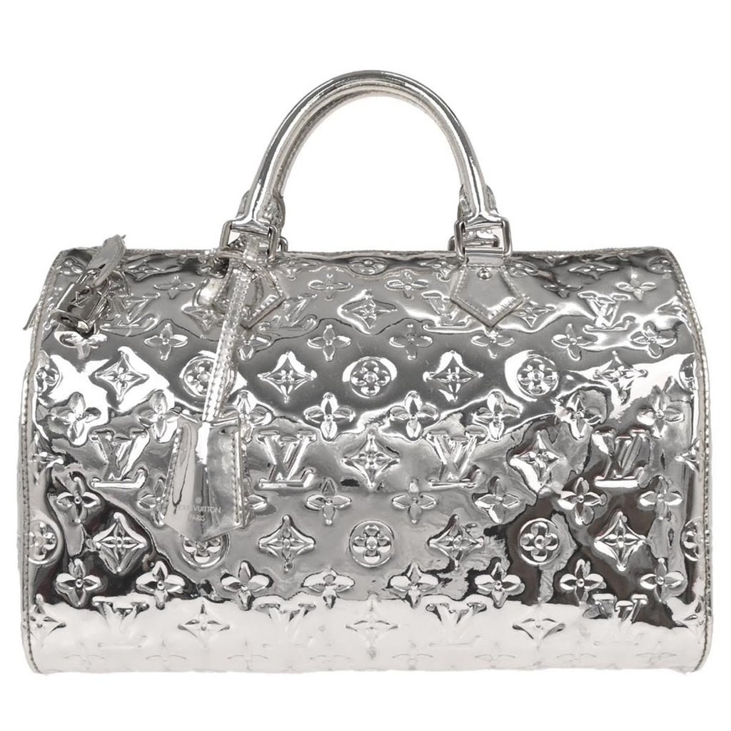 Louis Vuitton Speedy Handbag Monogram Miroir Pvc Silver Patent_Leather Handbag (Authentic  )