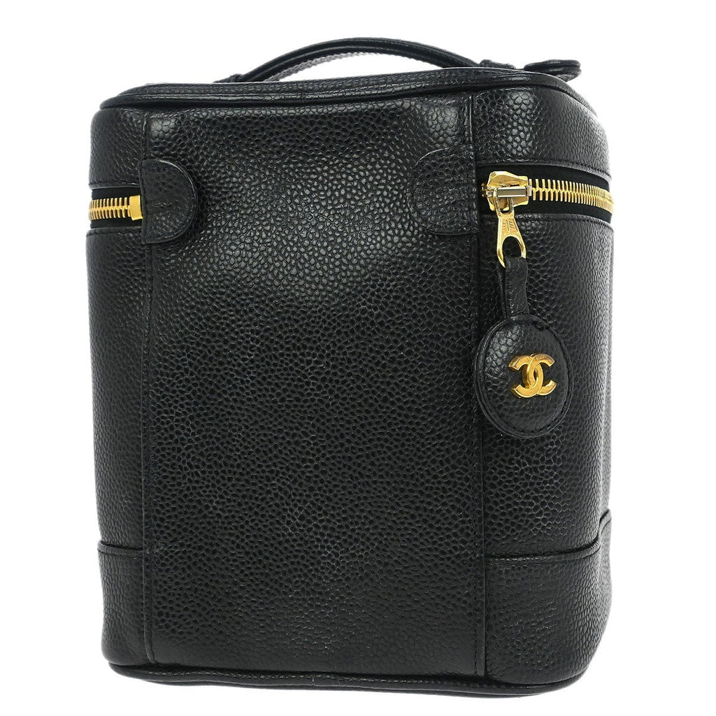 Chanel Vintage Timeless Cosmetic Case Caviar Black Leather Handbag (Authentic  )
