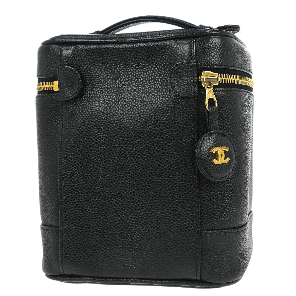 Chanel Vintage Timeless Cosmetic Case Caviar Black Leather Handbag (Authentic  )