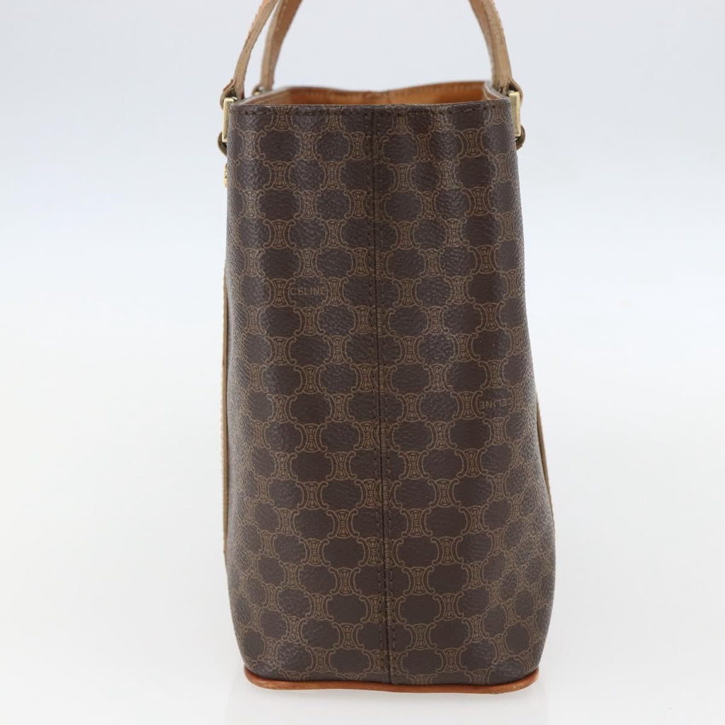 Celine Vintage Macadam Handbag Canvas And Leather Brown Canvas Handbag (Authentic  )
