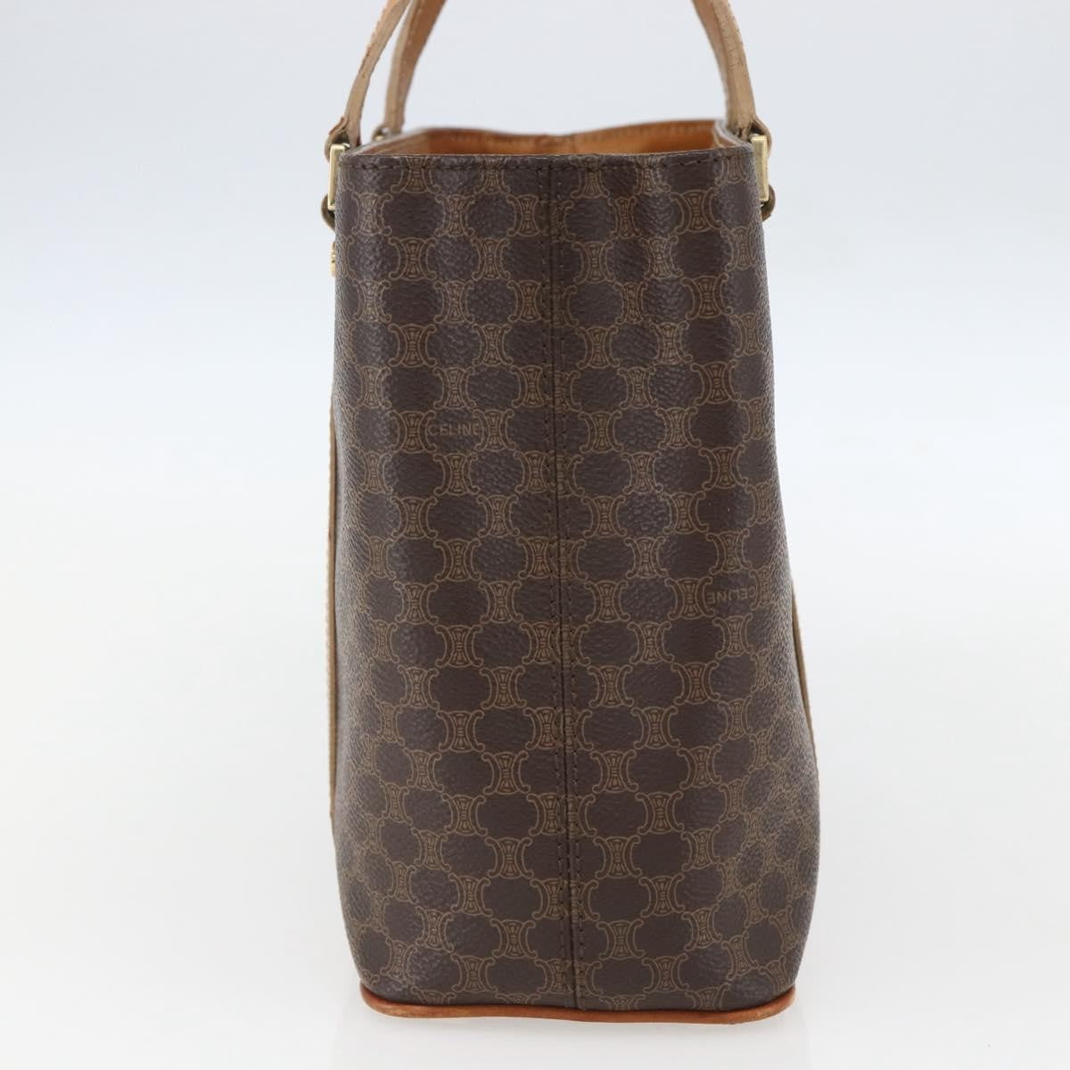 Celine Vintage Macadam Handbag Canvas And Leather Brown Canvas Handbag (Authentic  )