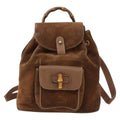 Gucci Gucci Bamboo Backpack Daim Brown Suede Backpack Bag (Authentic  )
