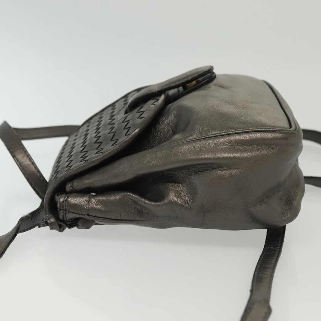 Bottega Veneta Intrecciato Backpack Patent Leather Metallic Leather Backpack Bag (Authentic  )