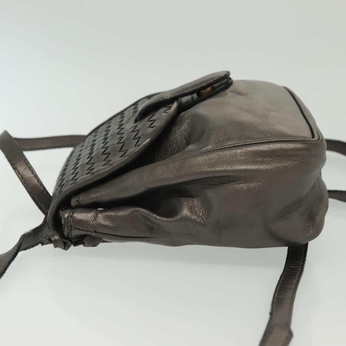 Bottega Veneta Intrecciato Backpack Patent Leather Metallic Leather Backpack Bag (Authentic  )