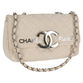 Chanel Cruise Flap Bag Quilted Canvas White Canvas Handbag ( )