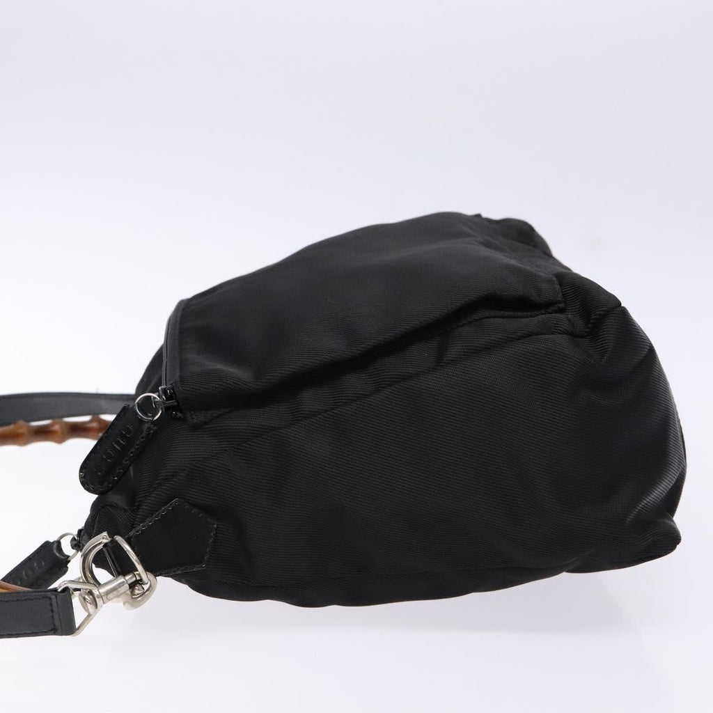 Gucci Vintage Bamboo Handle Bag Nylon Black Nylon Handbag ( )