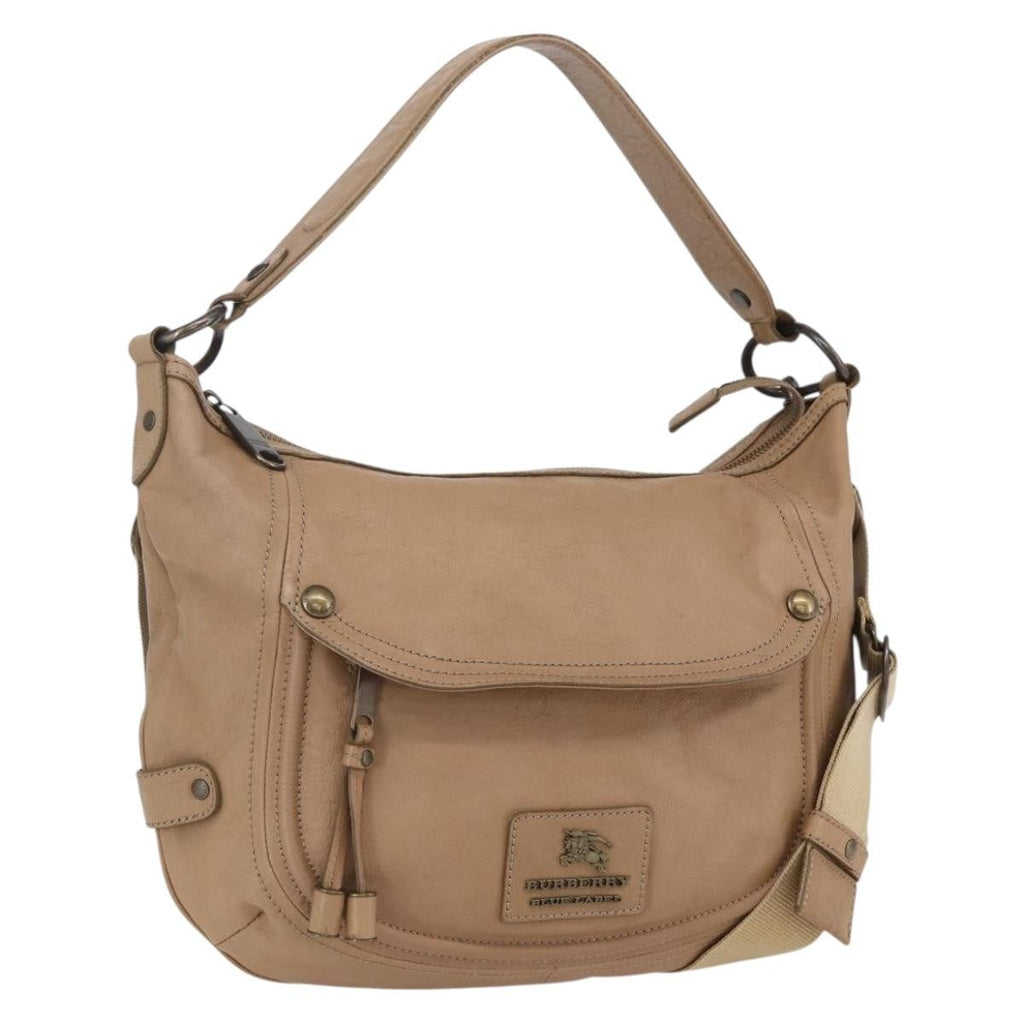 Burberry Blue Label Handbag Leather Brown Leather Handbag (Authentic  )