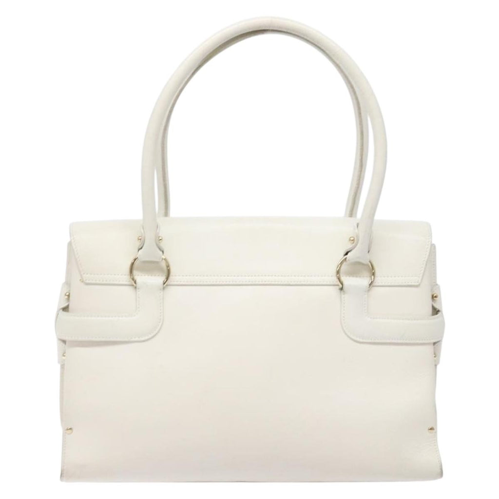 Salvatore Ferragamo Virna Satchel Leather White Leather Handbag (Authentic  )