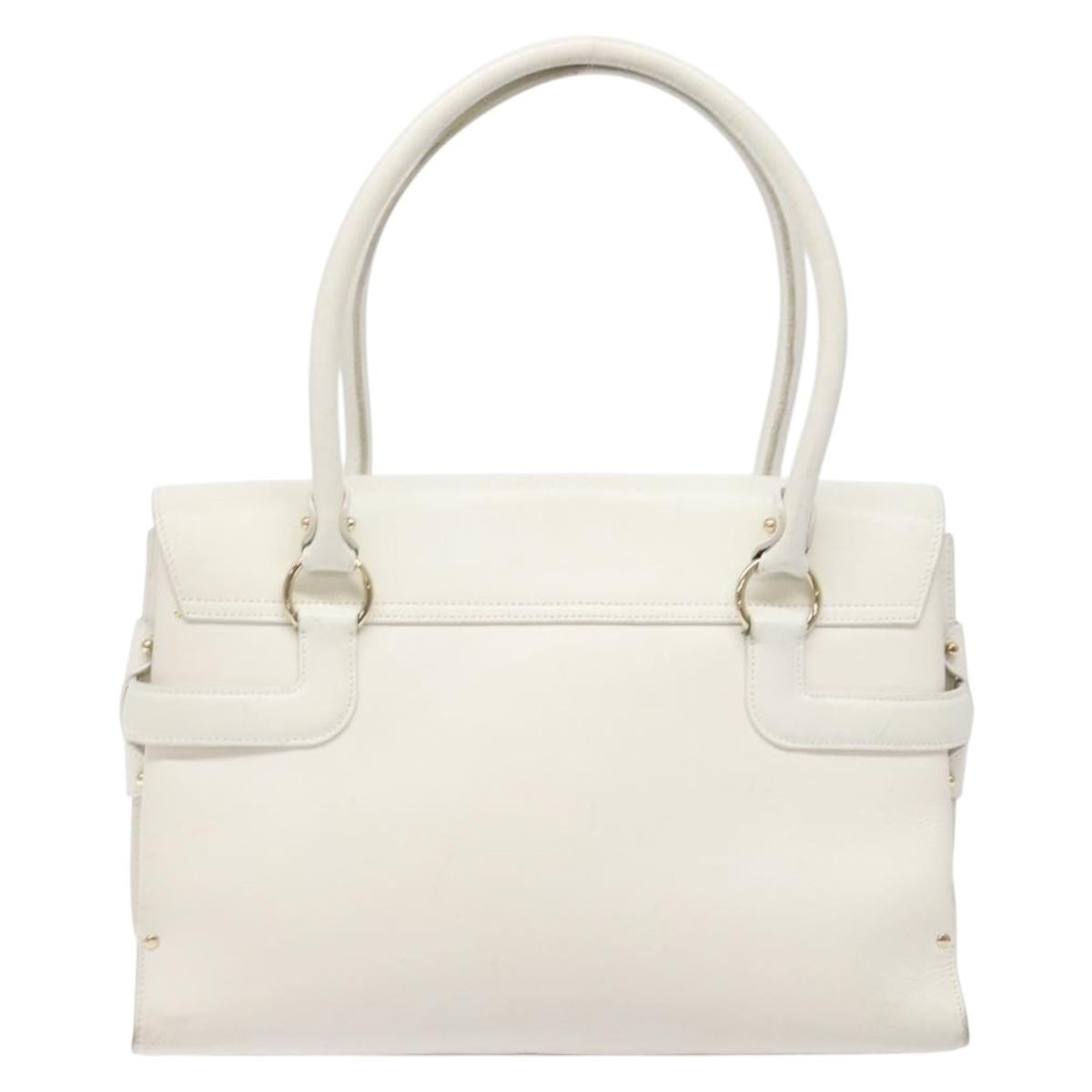 Salvatore Ferragamo Virna Satchel Leather White Leather Handbag (Authentic  )