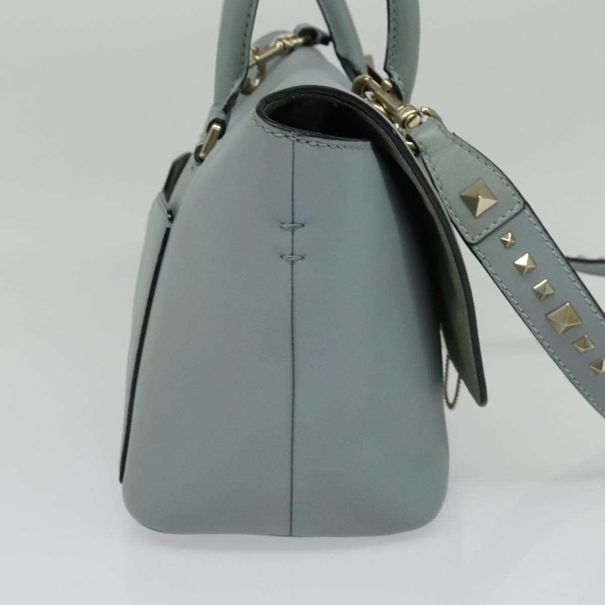 Valentino Garavani Demilune Flap Satchel Leather Blue Leather Bag (Authentic  )