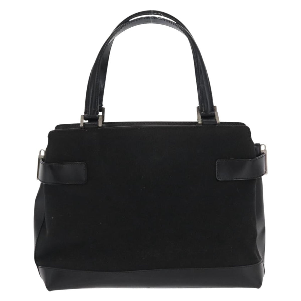 Salvatore Ferragamo Double Gancini Side Buckle Tote Canvas Black Canvas Handbag (Authentic  )