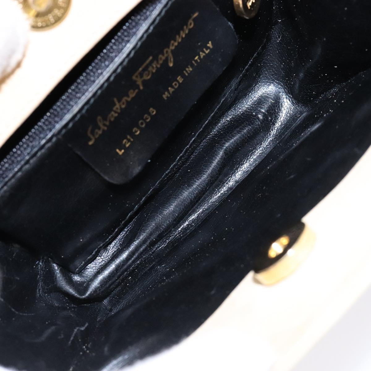 Salvatore Ferragamo Vintage Handbag Suede Beige Suede Handbag (Authentic  )