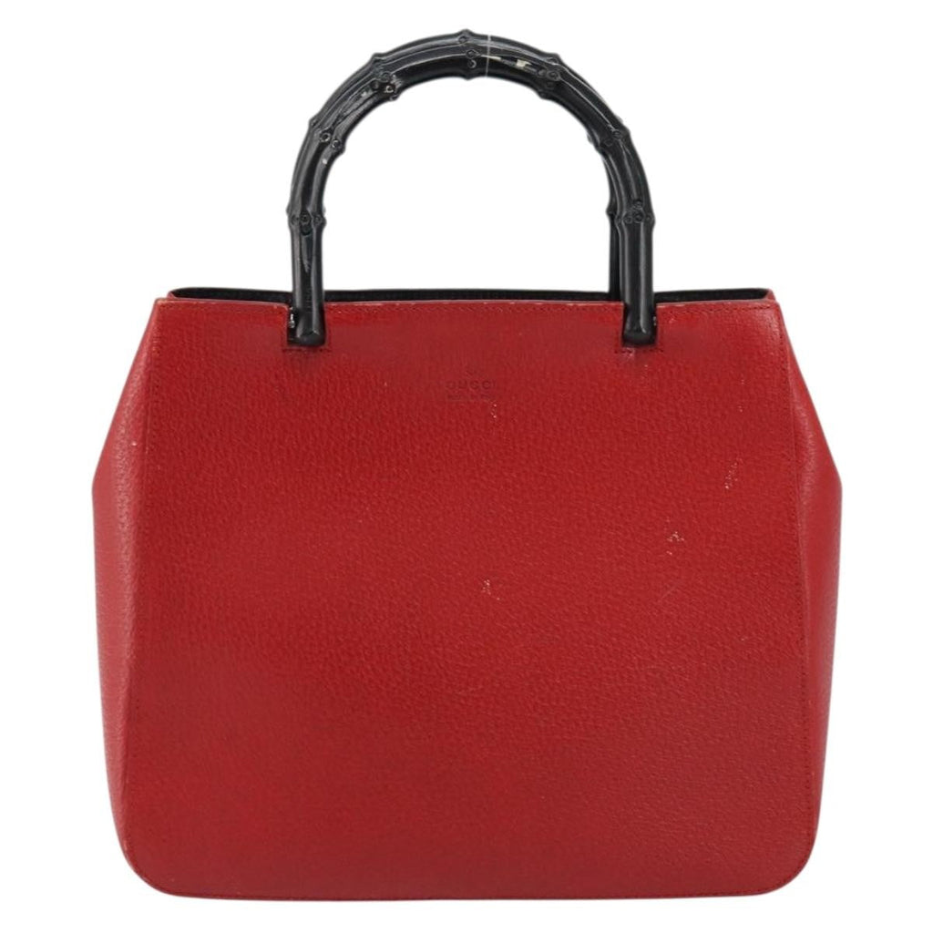 Gucci Vintage Bamboo Handle Bag Leather Red Leather Handbag (Authentic  )