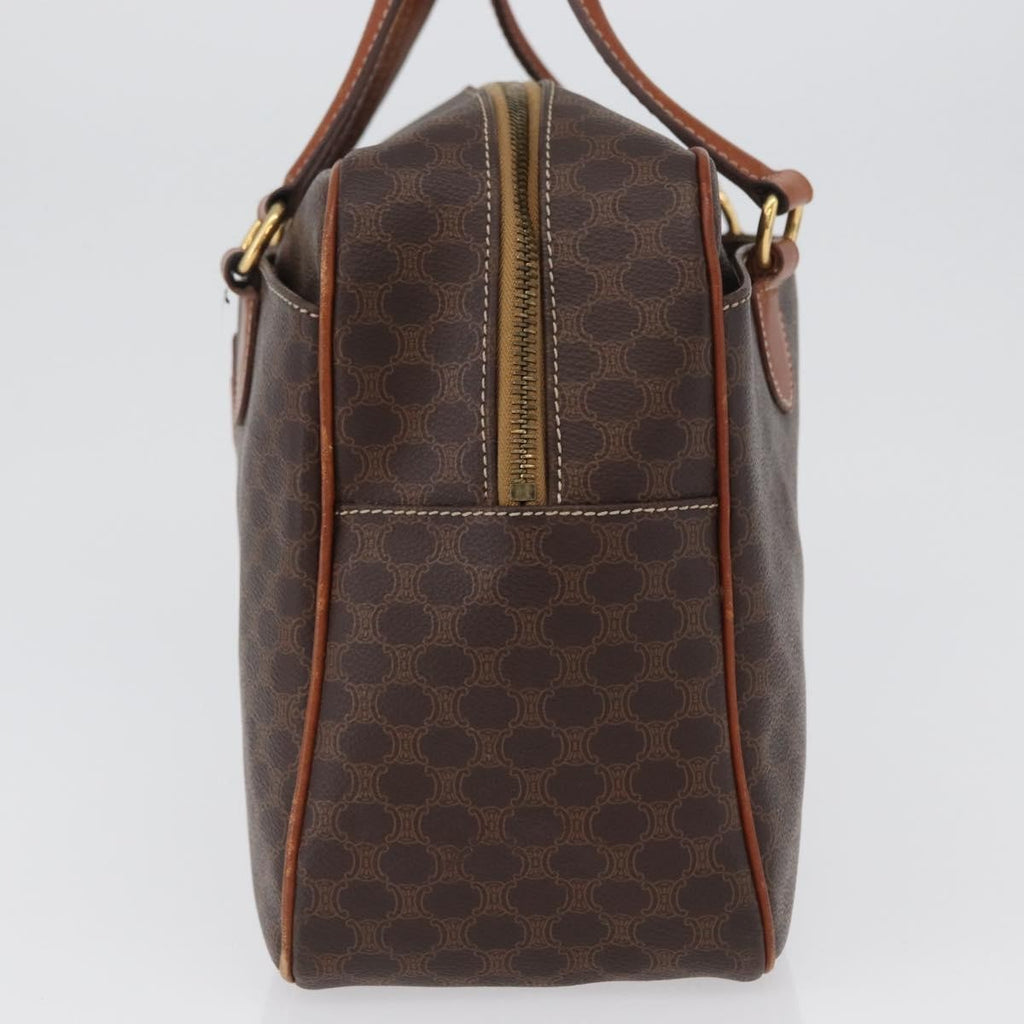 Celine Vintage Macadam Handbag Canvas And Leather Brown Canvas Handbag (Authentic  )