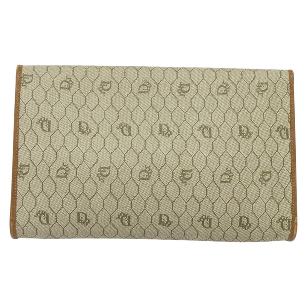 Christian Dior Vintage Honeycomb Chain Canvas Beige Canvas Bag (Authentic  )