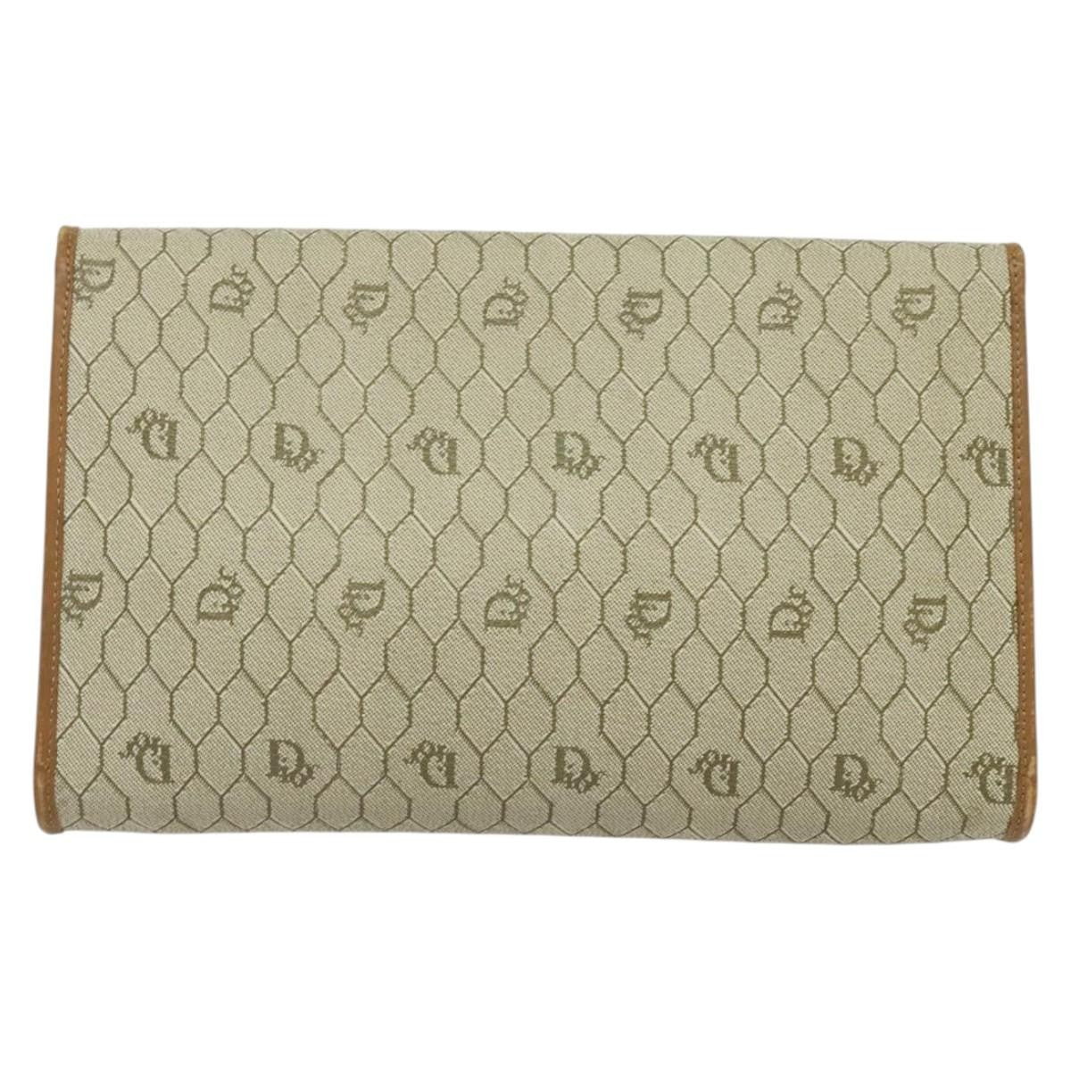 Christian Dior Vintage Honeycomb Chain Canvas Beige Canvas Bag (Authentic  )