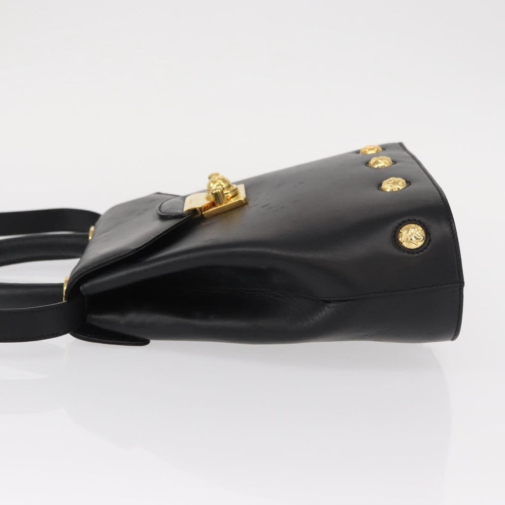 Salvatore Ferragamo Vintage Handbag Leather Black Leather Handbag (Authentic  )