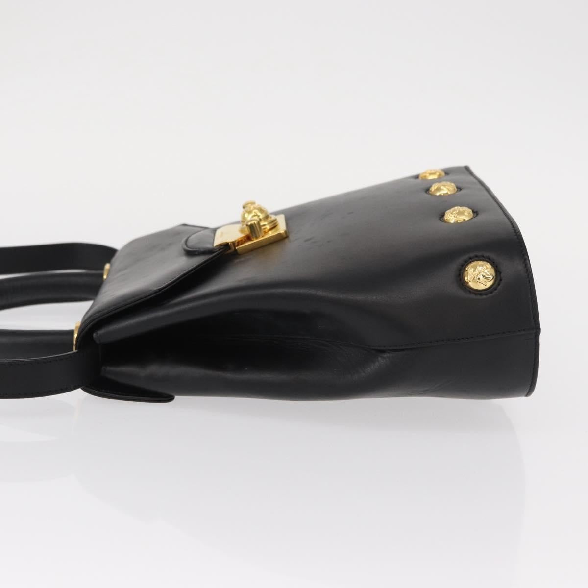 Salvatore Ferragamo Vintage Handbag Leather Black Leather Handbag (Authentic  )