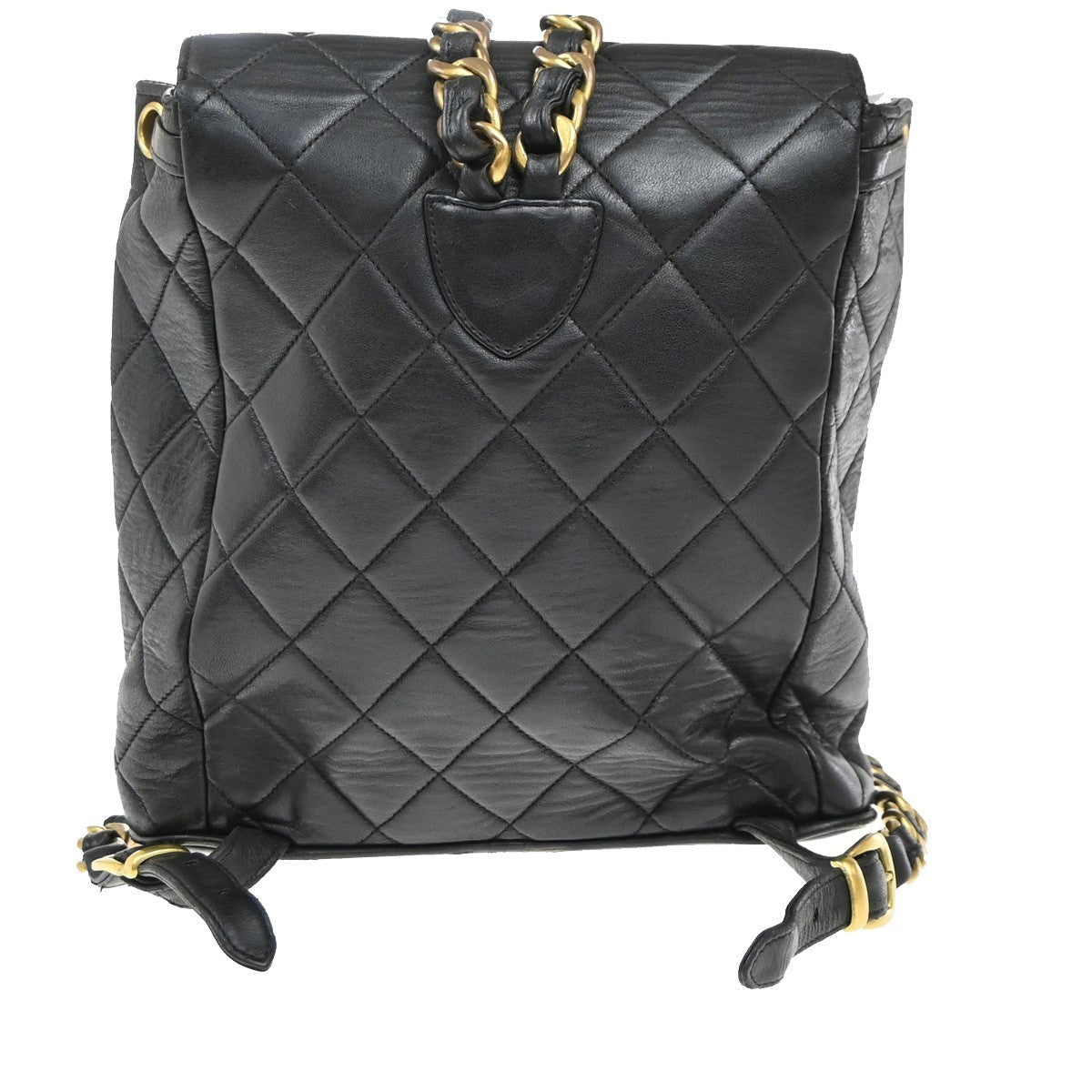 Chanel Duma Drawstring Backpack Quilted Leather Black Leather Backpack Bag (   )
