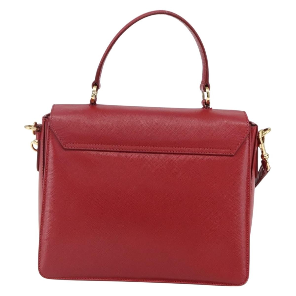 Salvatore Ferragamo Gancini Handbag Leather Red Leather Handbag (Authentic  )