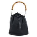 Gucci Vintage Bamboo Bucket Bag Nylon And Leather Black Nylon Handbag (Authentic  )