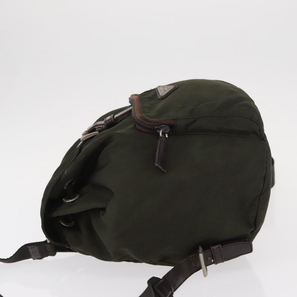 Prada Front Pocket Backpack Tessuto Khaki Nylon Backpack Bag (Authentic  )