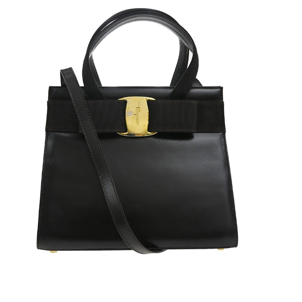 Salvatore Ferragamo Convertible Vara Bow Tote Leather Brown Leather Handbag (Authentic  )