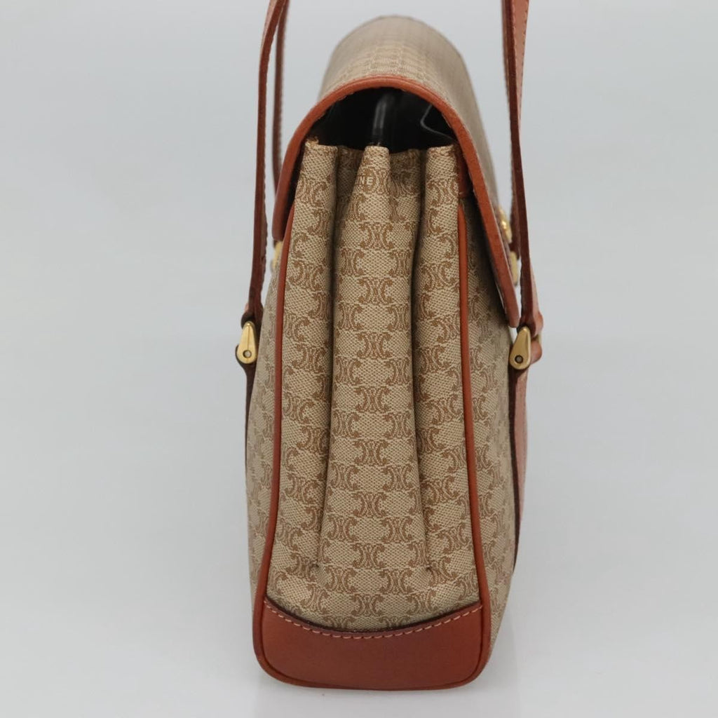 Celine Vintage Macadam Handbag Canvas And Leather Beige Canvas Handbag (Authentic  )