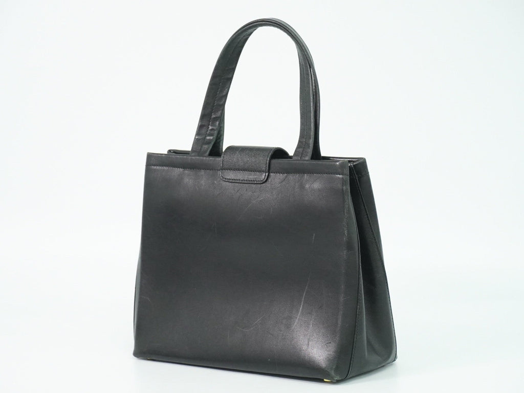 Salvatore Ferragamo Vala Handbag Leather Black Leather Handbag (Authentic  )