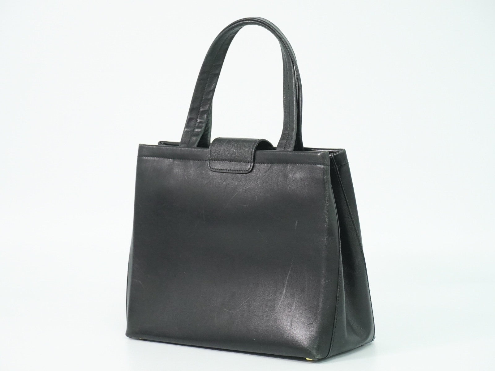 Salvatore Ferragamo Vala Handbag Leather Black Leather Handbag (Authentic  )