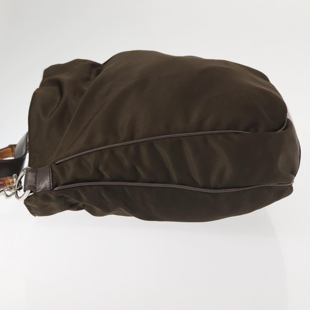 Gucci Vintage Bamboo Handle Bag Nylon Khaki Nylon Handbag ( )
