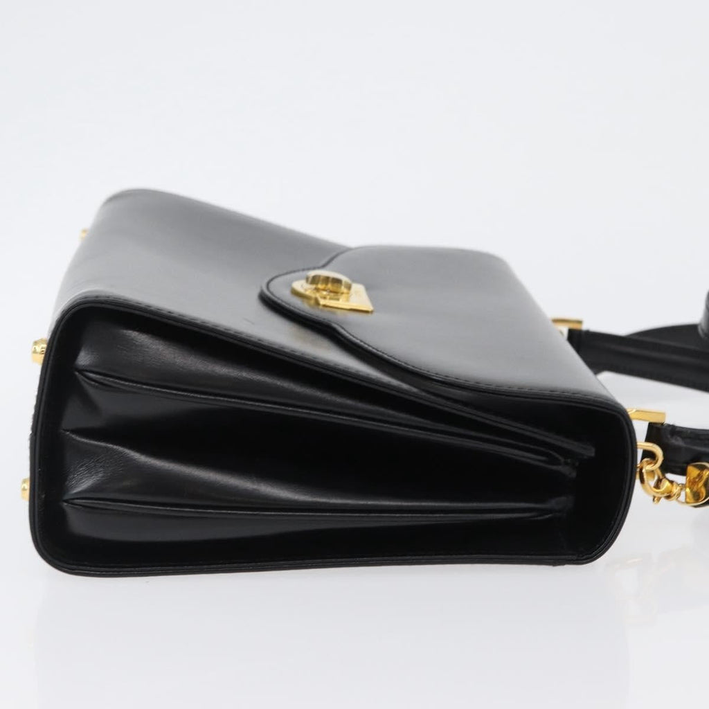 Bally Handbag Leather Black Leather Handbag (Authentic  )