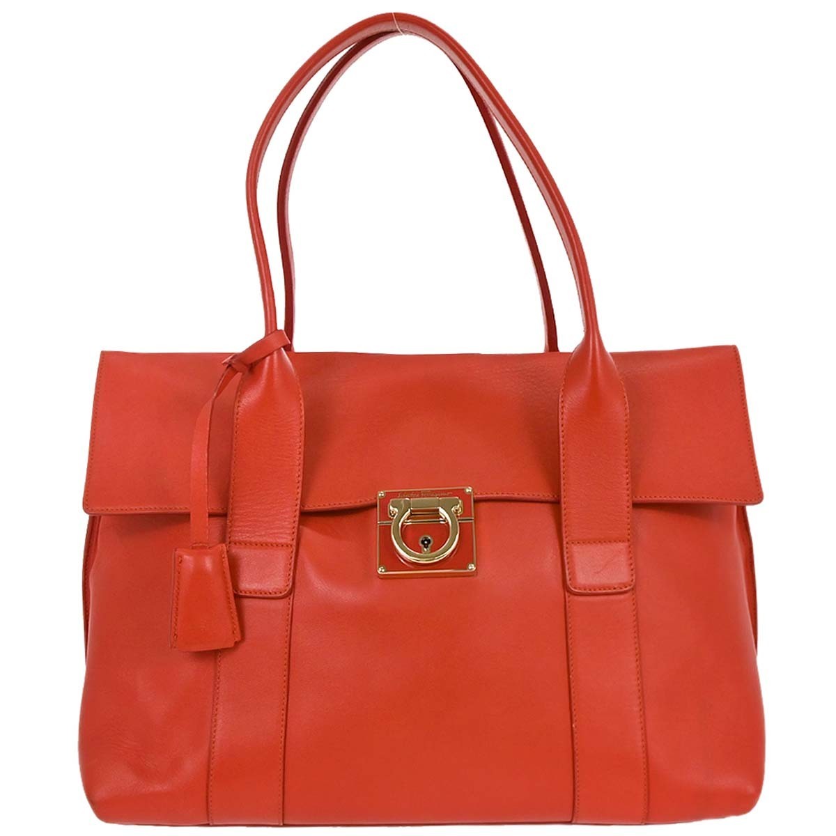 Salvatore Ferragamo Sookie Satchel Leather Red Leather Handbag (Authentic  )