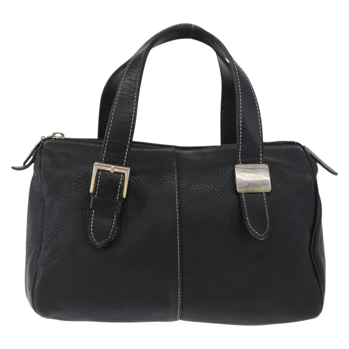 Burberry Vintage Handbag Leather Black Leather Handbag (Authentic  )