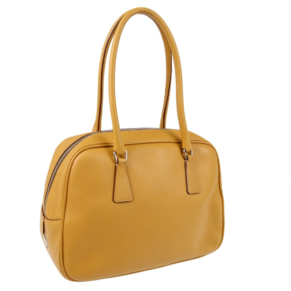 Prada Bowler Bag Saffiano Leather Beige Leather Handbag (Authentic  )