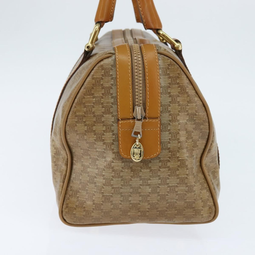 Celine Vintage Duffle Bag Macadam Coated Canvas Beige Canvas Handbag (Authentic  )