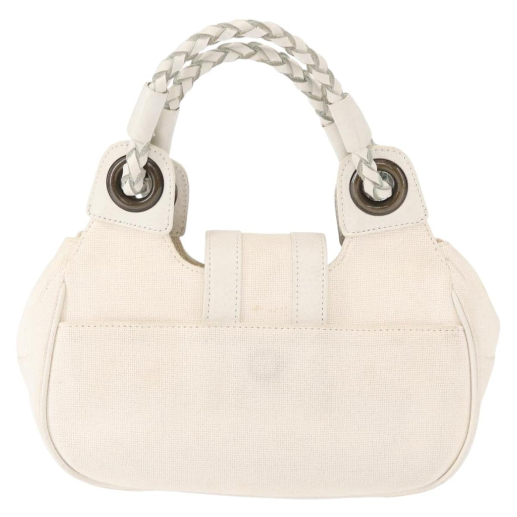 Chloe Vintage Handbag Leather White Canvas Handbag (Authentic  )
