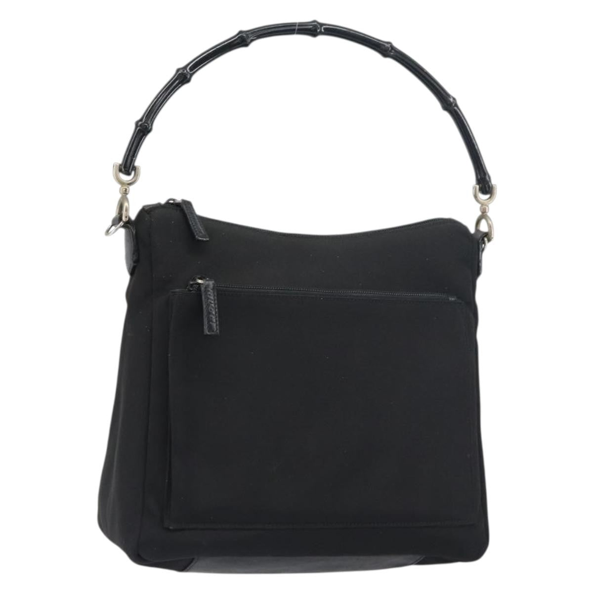 Gucci Vintage Bamboo Handle Bag Nylon Black Nylon Handbag ( )