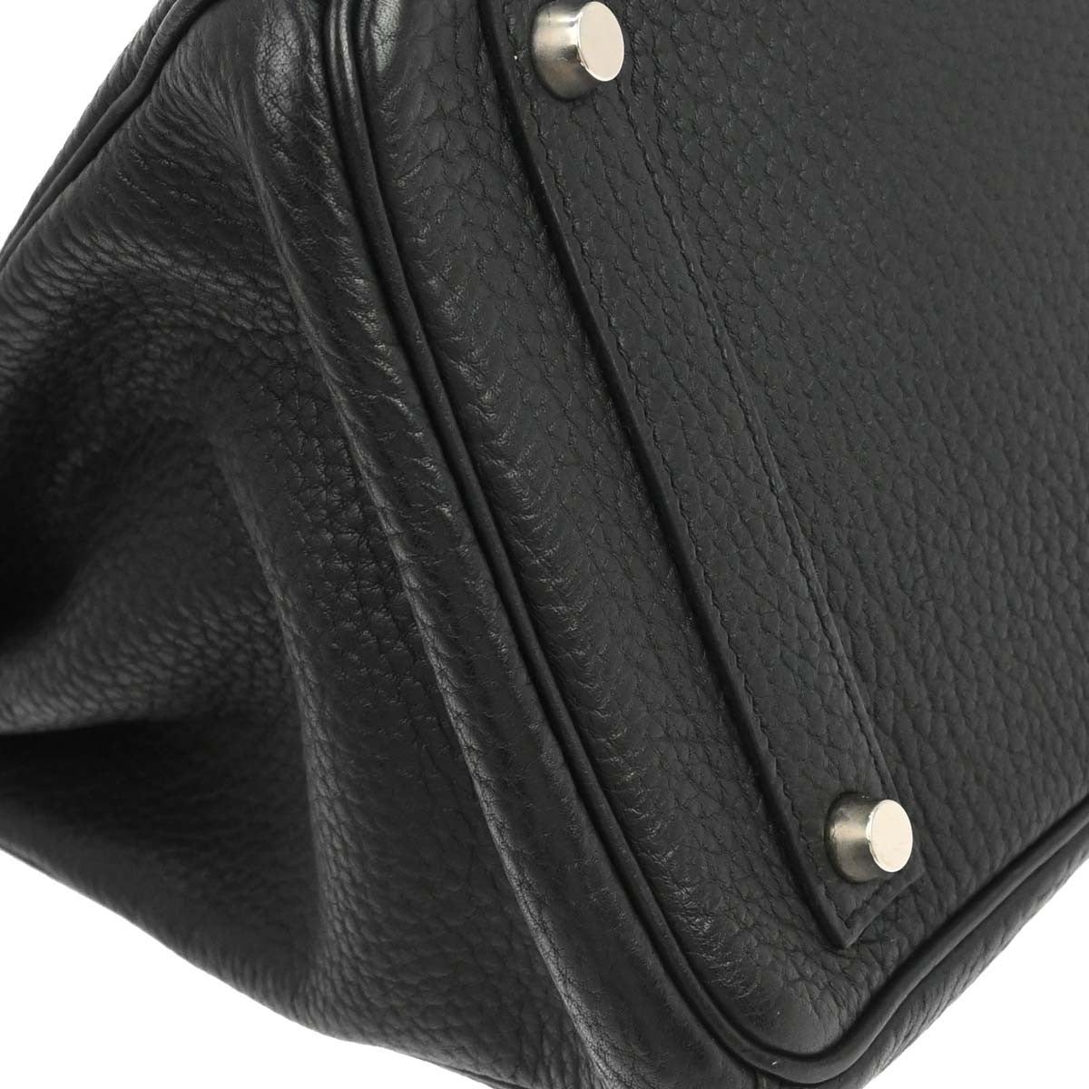 Hermes Hac Birkin Bag Black Fjord With Palladium Hardware Black Leather Handbag (Authentic  )