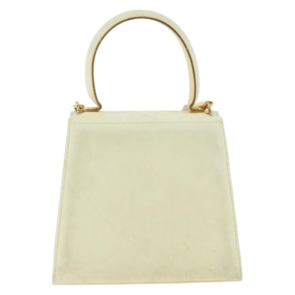 Salvatore Ferragamo Gancini Convertible Top Handle Bag Suede Beige Suede Handbag (Authentic  )